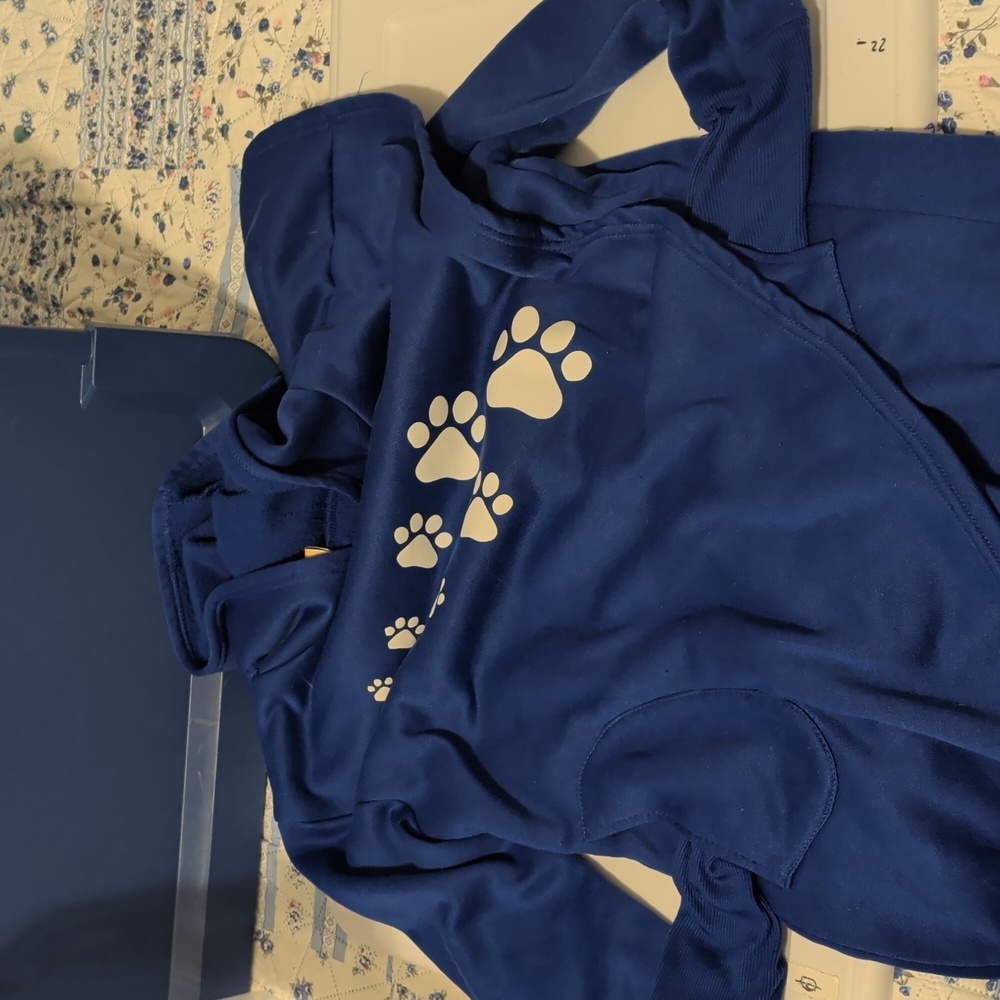 Youboya Blue Hoodie with Paw Print Design Size Large - Picture 5 of 6